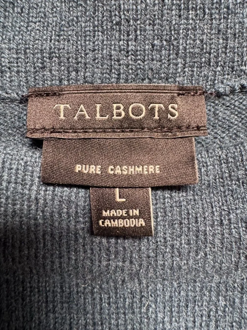 Talbots 100% Cashmere Teal 3/4 Sleeve Lightweight Sweater Womens Size L - Picture 5 of 16